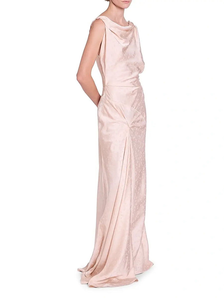 Victoria Beckham Women's Textured Satin Asymmetric Drape Gown | Thumbnail 4 Victoria Beckham Women's Textured Satin Asymmetric Drape Gown | Thumbnail 4