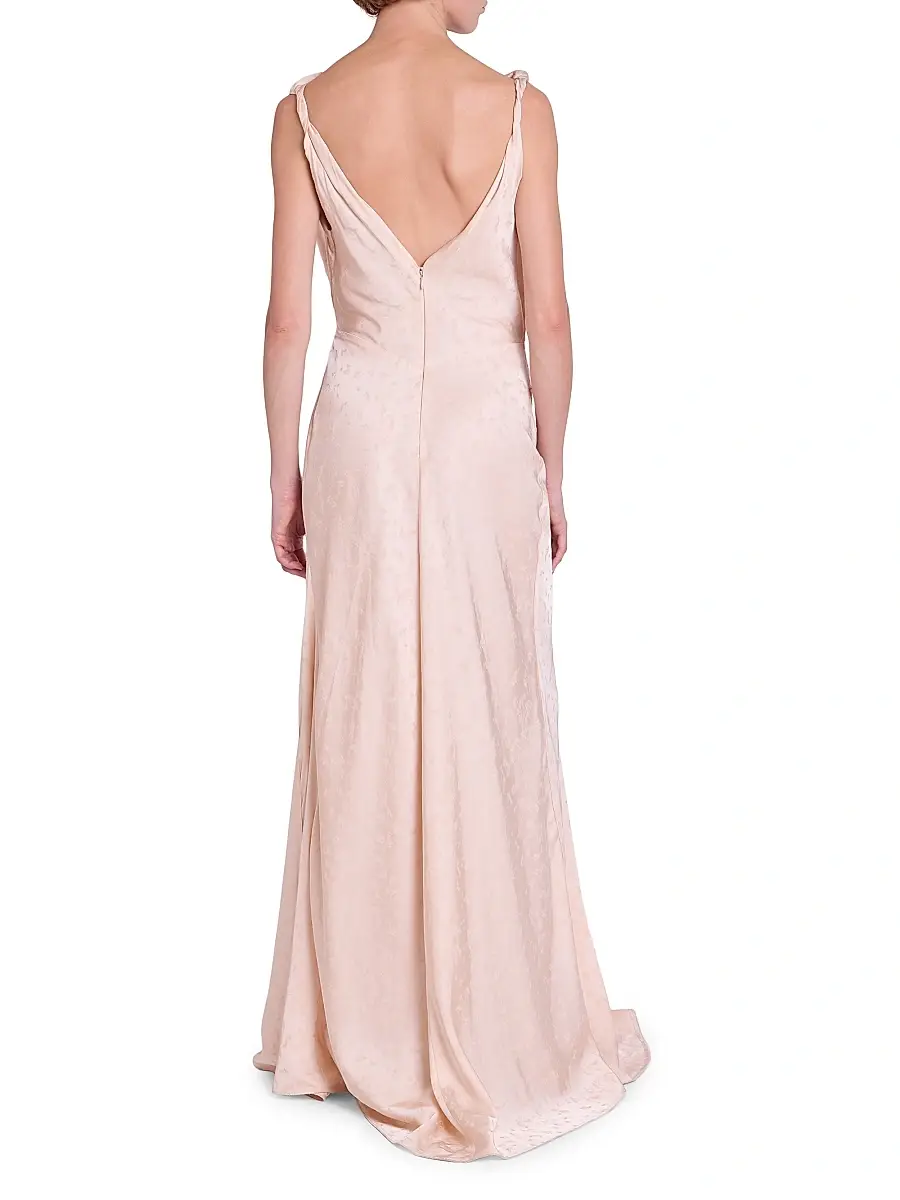 Victoria Beckham Women's Textured Satin Asymmetric Drape Gown | Thumbnail 5 Victoria Beckham Women's Textured Satin Asymmetric Drape Gown | Thumbnail 5