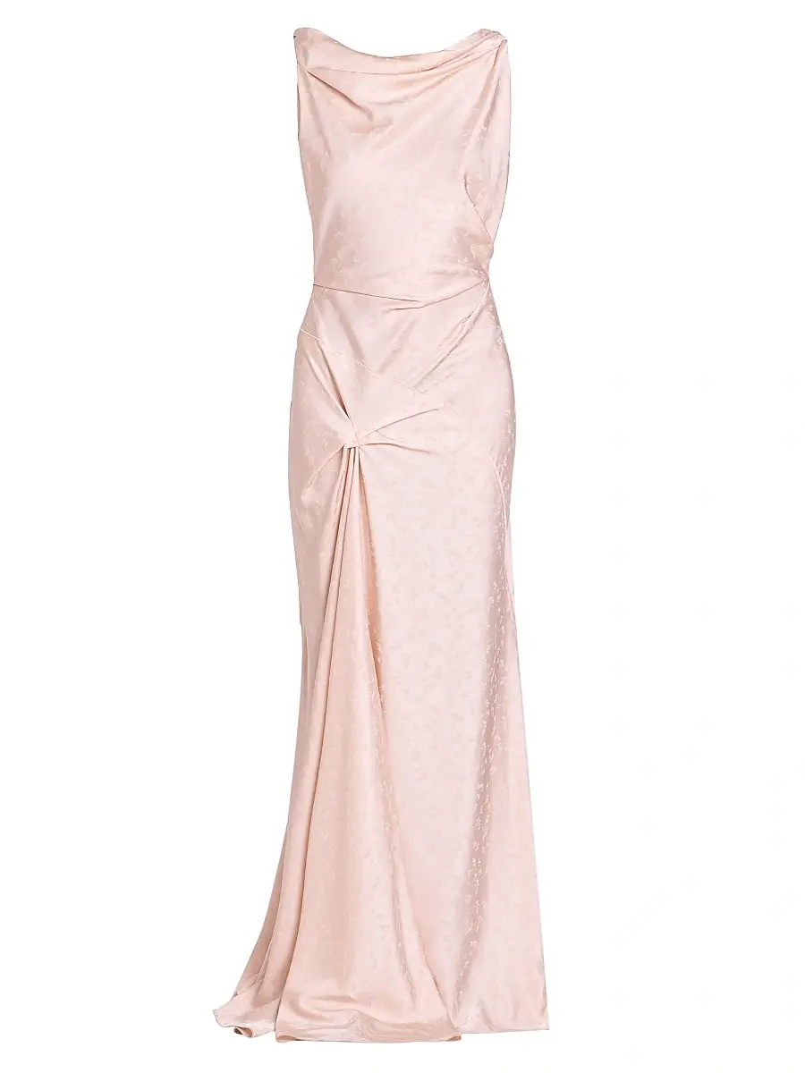 Women's Textured Satin Asymmetric Drape Gown Women's Textured Satin Asymmetric Drape Gown