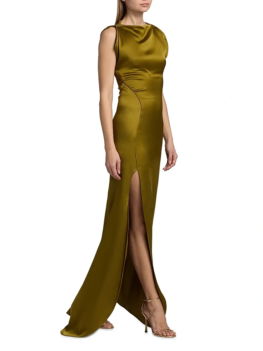 Victoria Beckham Women's Satin Cord Split Side Gown | Thumbnail 2