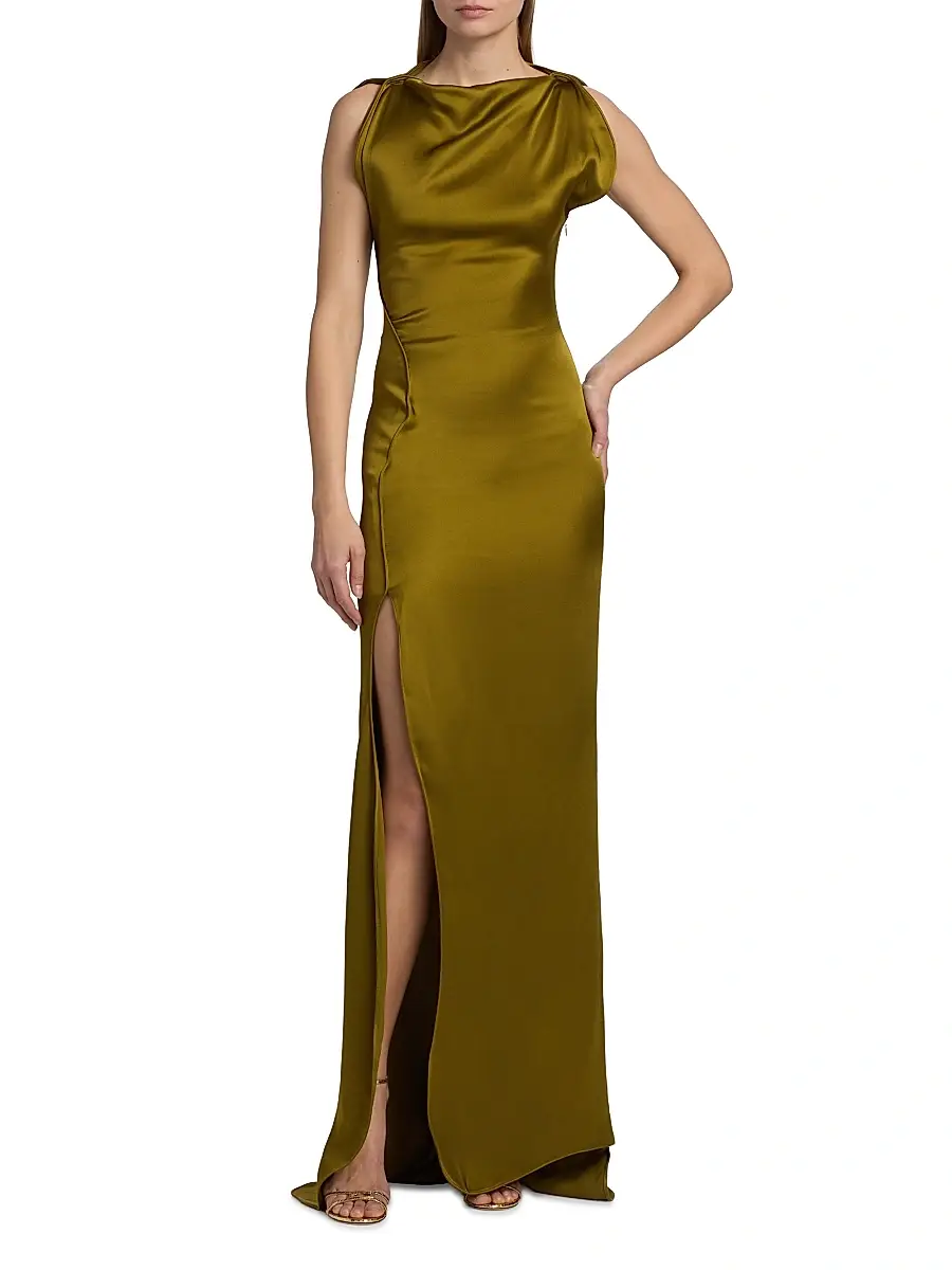Victoria Beckham Women's Satin Cord Split Side Gown | Thumbnail 3