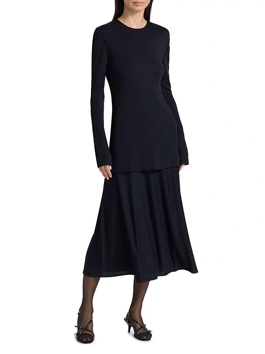 Jil Sander Women's Layered Drop-Waist Midi-Dress | Thumbnail 2 Jil Sander Women's Layered Drop-Waist Midi-Dress | Thumbnail 2
