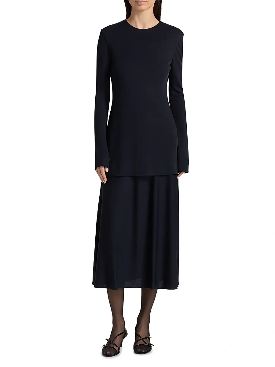 Jil Sander Women's Layered Drop-Waist Midi-Dress | Thumbnail 3 Jil Sander Women's Layered Drop-Waist Midi-Dress | Thumbnail 3