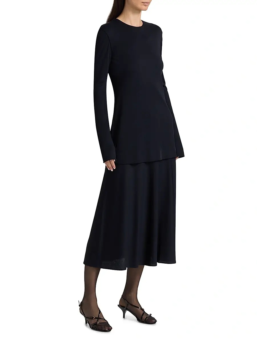 Jil Sander Women's Layered Drop-Waist Midi-Dress | Thumbnail 4 Jil Sander Women's Layered Drop-Waist Midi-Dress | Thumbnail 4