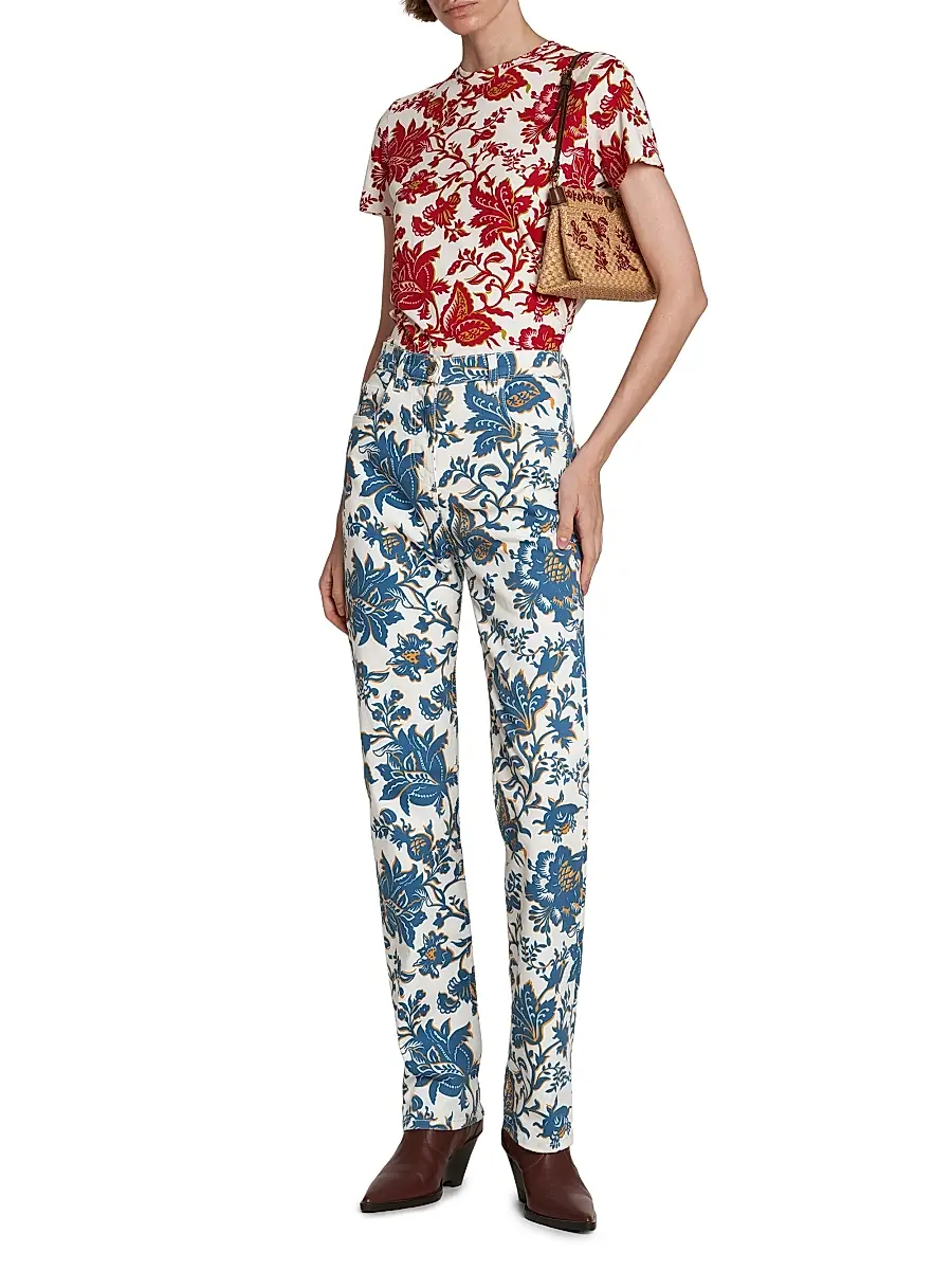 Etro Women's Floral Straight-Leg Mid-Rise Jeans | Thumbnail 2 Etro Women's Floral Straight-Leg Mid-Rise Jeans | Thumbnail 2