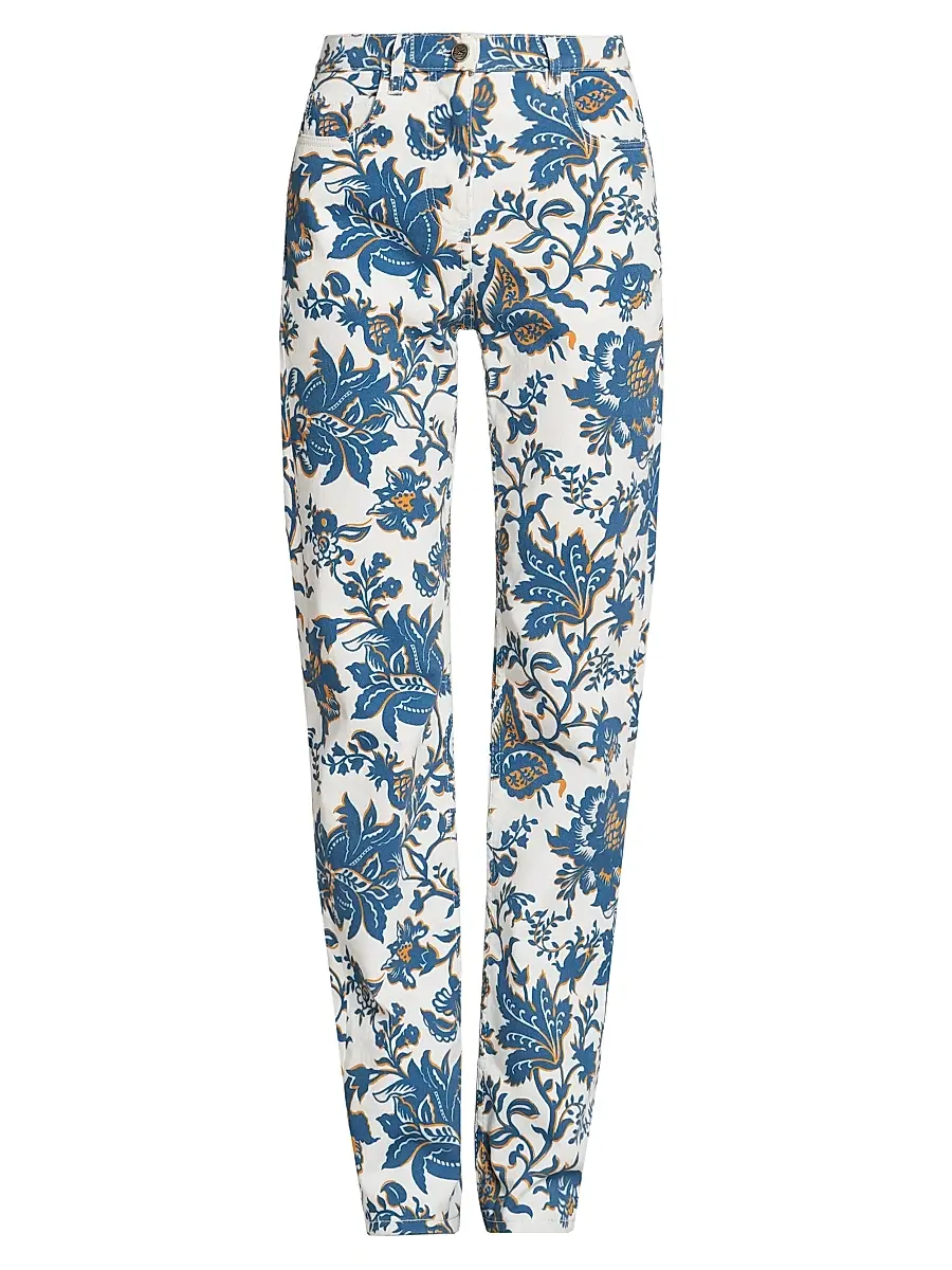 Etro Women's Floral Straight-Leg Mid-Rise Jeans