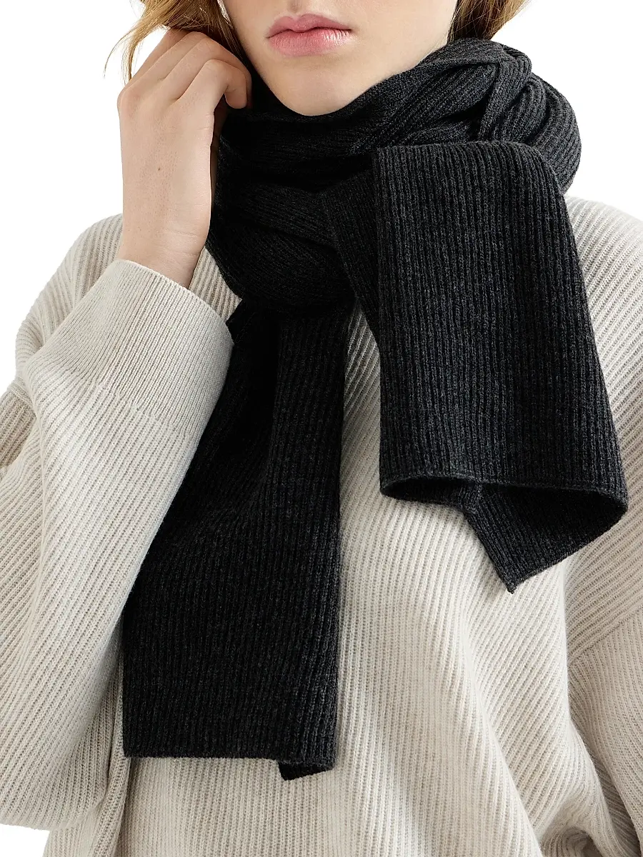 Brunello Cucinelli Women's Cashmere English Rib Knit Scarf | Thumbnail 5 Brunello Cucinelli Women's Cashmere English Rib Knit Scarf | Thumbnail 5