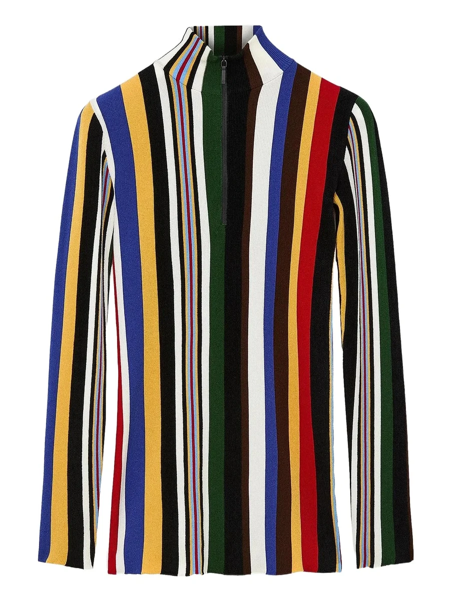 Loewe Women's Striped Slim Zip-Front Top