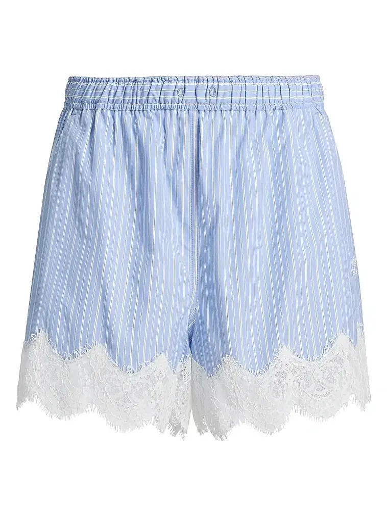 Women's Contrast Lace-Trim Poplin Boxer Shorts Women's Contrast Lace-Trim Poplin Boxer Shorts
