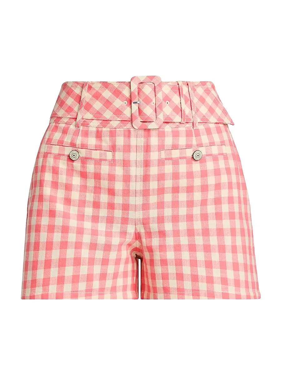 Cinq à Sept Women's Allie Cotton Gingham Shorts - Sunset Blush | Image 1 Cinq à Sept Women's Allie Cotton Gingham Shorts - Sunset Blush | Image 1