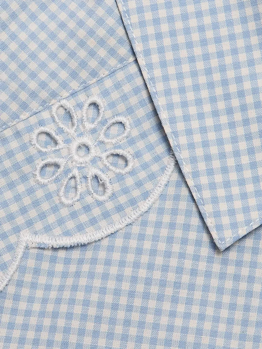 Cinq à Sept Women's Marianna Gingham Eyelet Crop Shirt | Thumbnail 7 Cinq à Sept Women's Marianna Gingham Eyelet Crop Shirt | Thumbnail 7