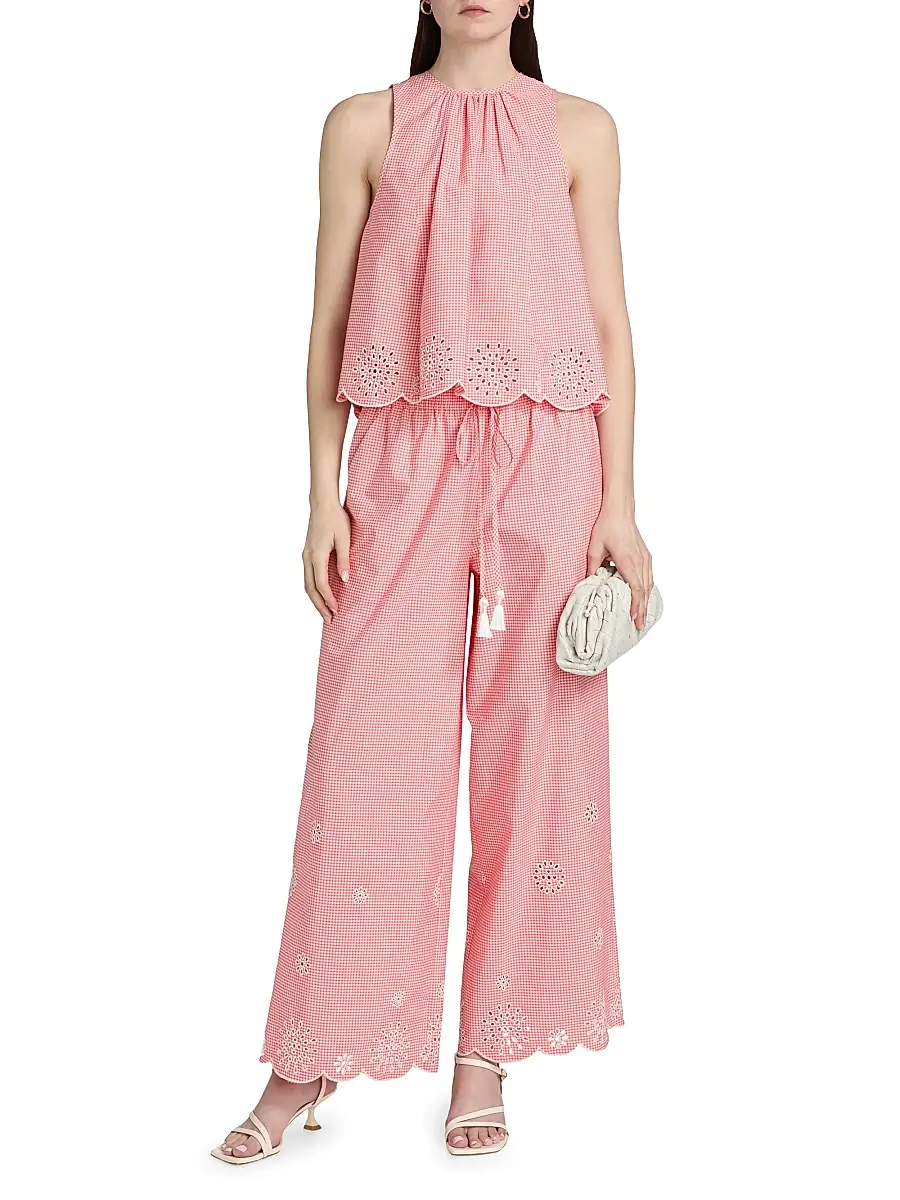 Cinq à Sept Women's Jessa Gingham Eyelet Cotton-Blend Top | Thumbnail 2