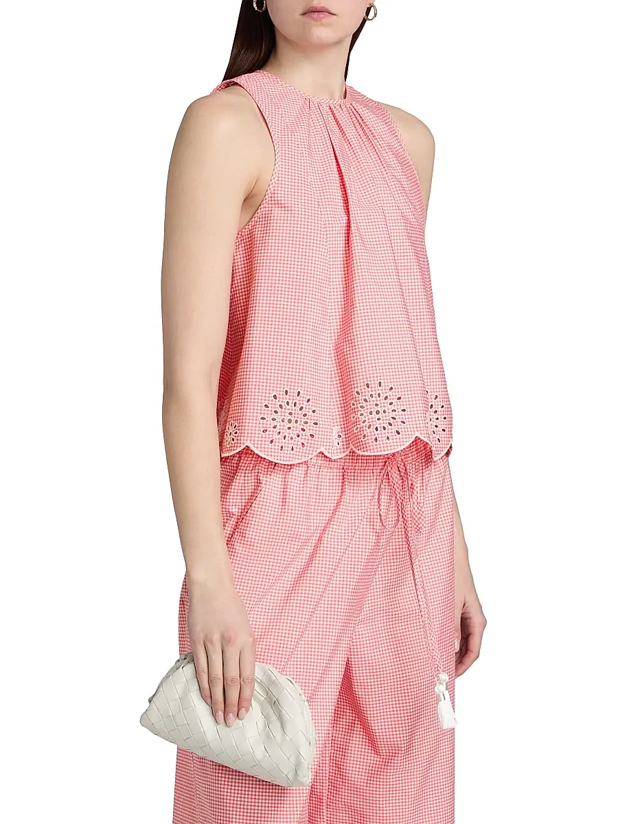 Cinq à Sept Women's Jessa Gingham Eyelet Cotton-Blend Top | Thumbnail 4