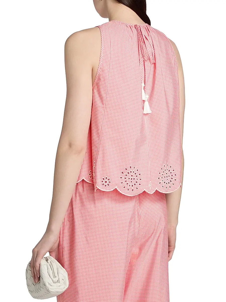 Cinq à Sept Women's Jessa Gingham Eyelet Cotton-Blend Top | Thumbnail 5