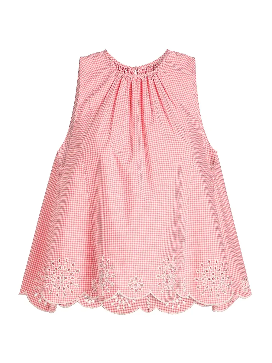 Cinq à Sept Women's Jessa Gingham Eyelet Cotton-Blend Top - Sunset Blush | Image 1 Cinq à Sept Women's Jessa Gingham Eyelet Cotton-Blend Top - Sunset Blush | Image 1