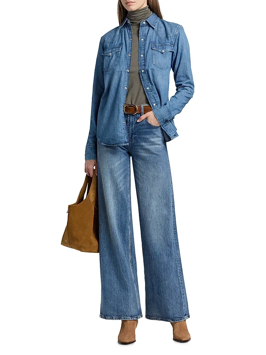 Polo Ralph Lauren Women's Western Denim Button-Front Shirt | Thumbnail 2 Polo Ralph Lauren Women's Western Denim Button-Front Shirt | Thumbnail 2