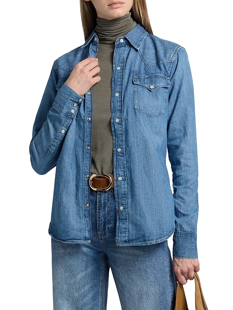 Polo Ralph Lauren Women's Western Denim Button-Front Shirt | Thumbnail 3 Polo Ralph Lauren Women's Western Denim Button-Front Shirt | Thumbnail 3