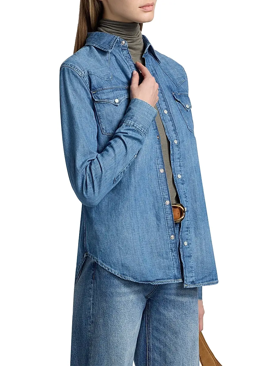 Polo Ralph Lauren Women's Western Denim Button-Front Shirt | Thumbnail 4 Polo Ralph Lauren Women's Western Denim Button-Front Shirt | Thumbnail 4