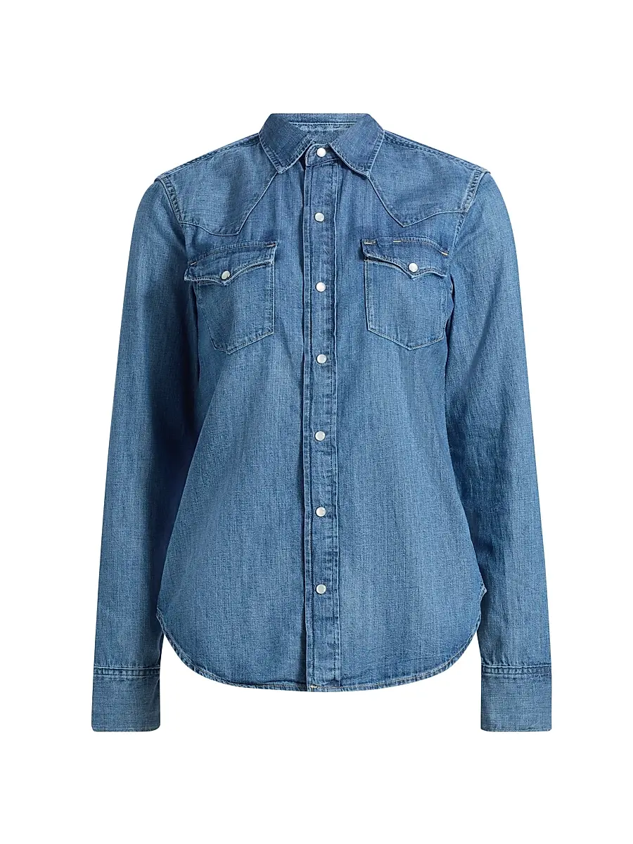 Polo Ralph Lauren Women's Western Denim Button-Front Shirt - Canaria Wash | Image 1 Polo Ralph Lauren Women's Western Denim Button-Front Shirt - Canaria Wash | Image 1
