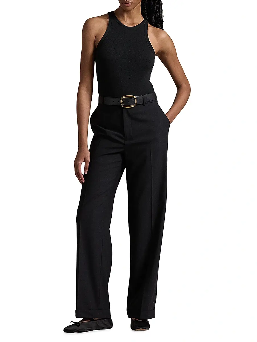 Polo Ralph Lauren Women's Wool Faille Straight-Leg Trousers | Thumbnail 2