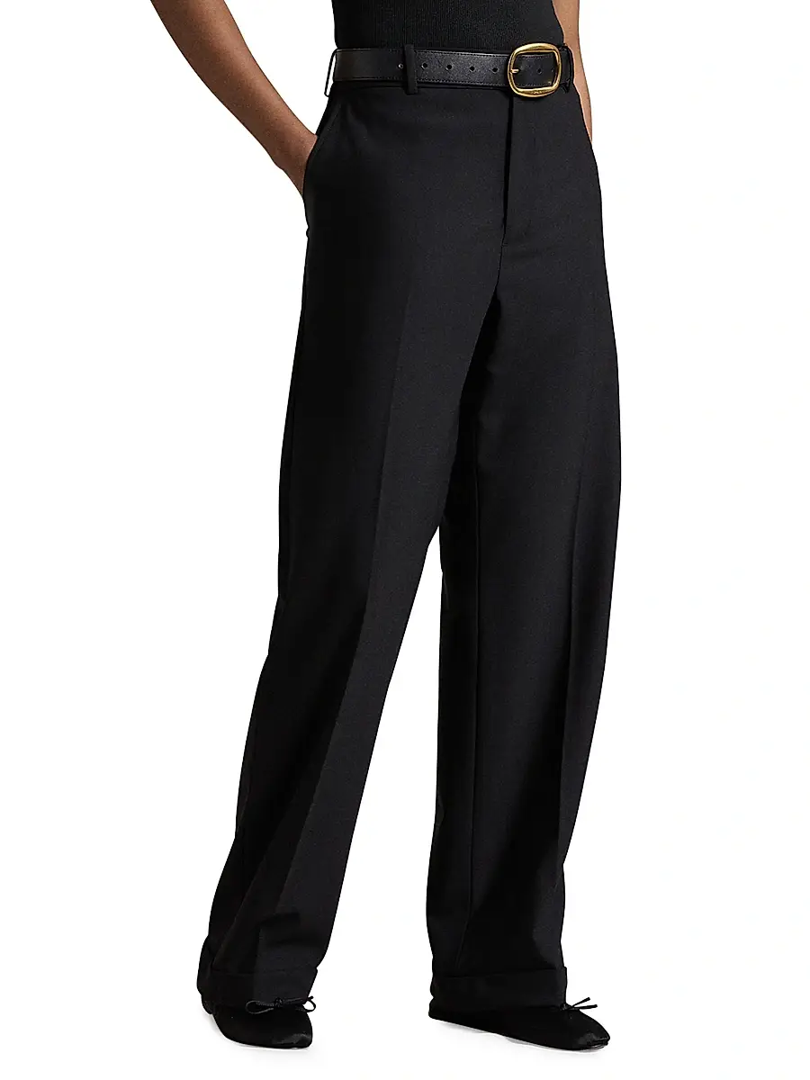 Polo Ralph Lauren Women's Wool Faille Straight-Leg Trousers | Thumbnail 3