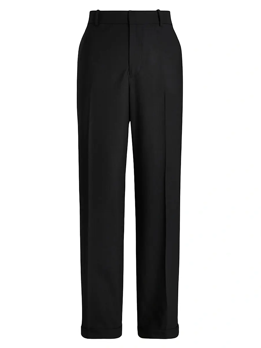 Polo Ralph Lauren Women's Wool Faille Straight-Leg Trousers - Black | Image 1 Polo Ralph Lauren Women's Wool Faille Straight-Leg Trousers - Black | Image 1