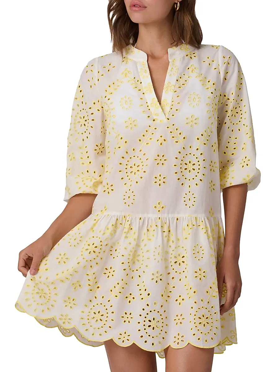 Shoshanna Women's Umbrella Broderie Anglaise Cotton Minidress | Thumbnail 2