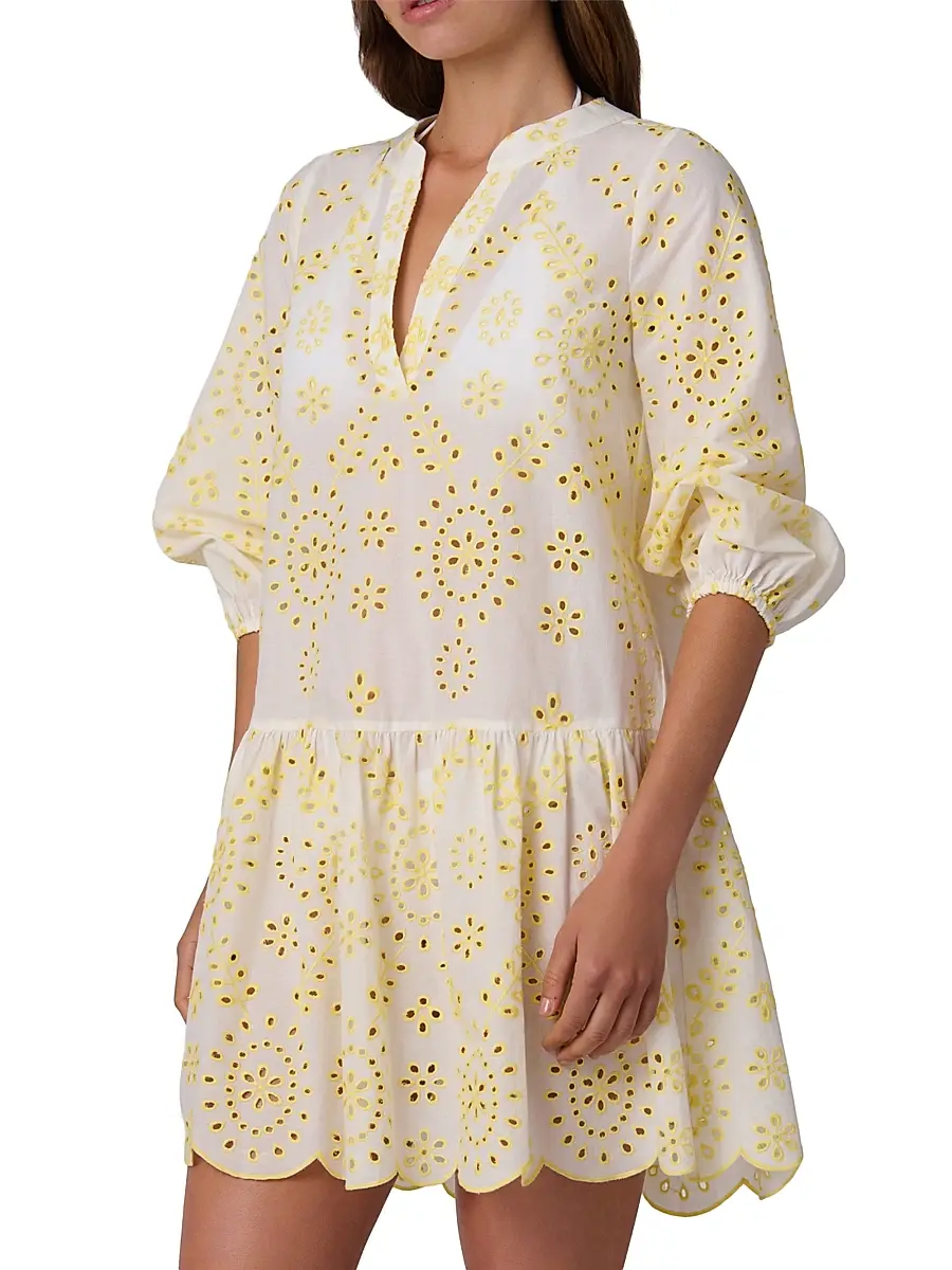 Shoshanna Women's Umbrella Broderie Anglaise Cotton Minidress | Thumbnail 3