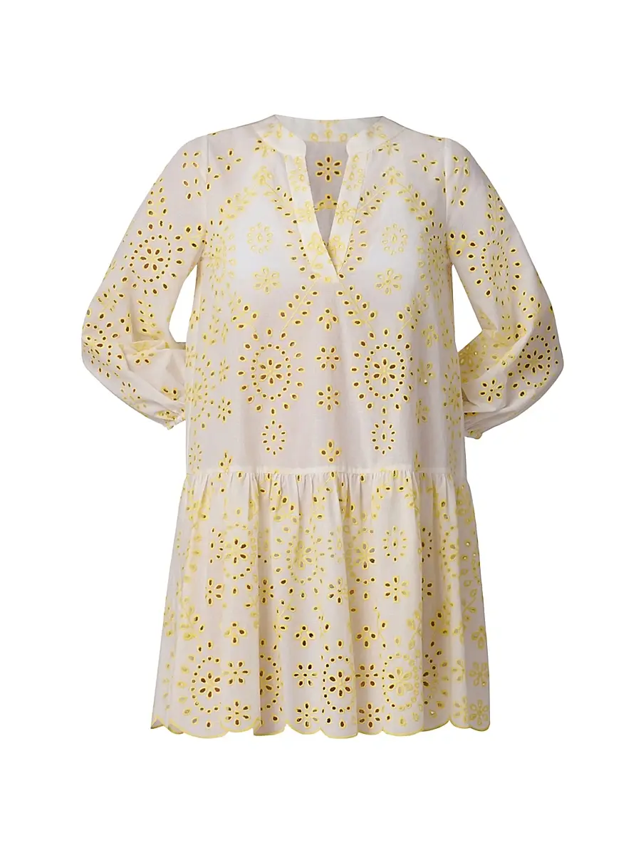 Shoshanna Women's Umbrella Broderie Anglaise Cotton Minidress - Lemon | Image 1 Shoshanna Women's Umbrella Broderie Anglaise Cotton Minidress - Lemon | Image 1