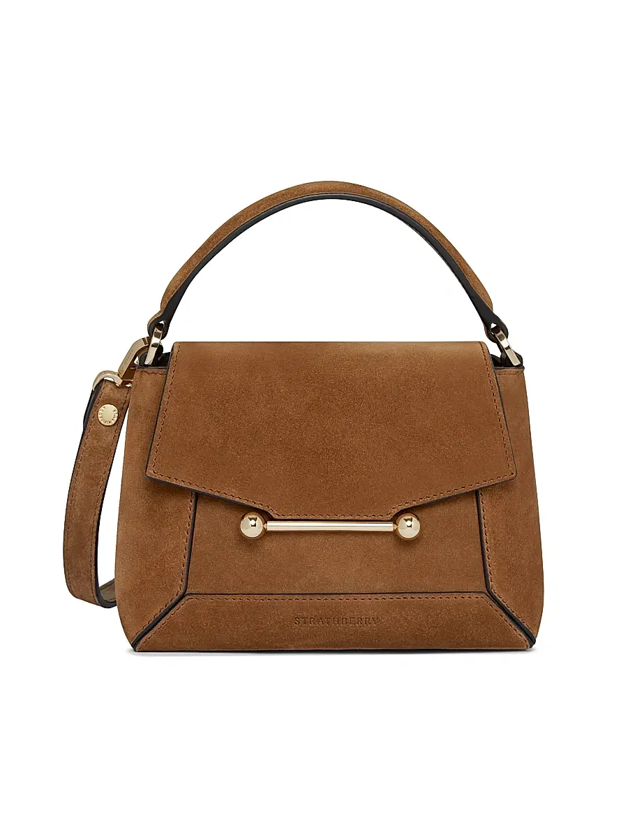 Strathberry Women's Mosaic Nano Suede Top Handle Bag - Tan | Image 1 Strathberry Women's Mosaic Nano Suede Top Handle Bag - Tan | Image 1