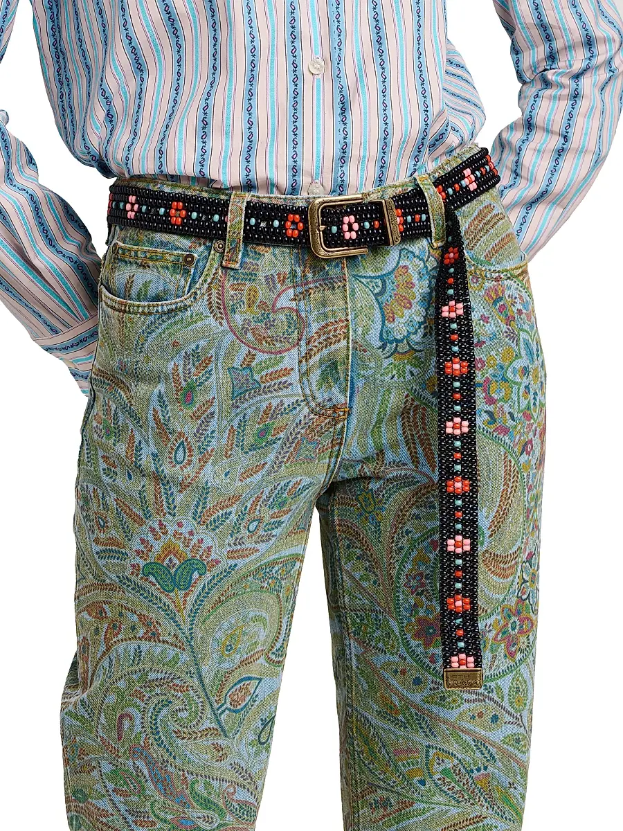 Etro Women's Floral Beaded Embroidered Belt | Thumbnail 3 Etro Women's Floral Beaded Embroidered Belt | Thumbnail 3