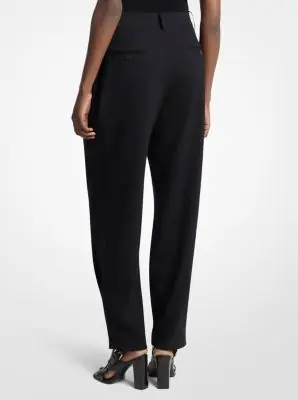 Michael Kors Collection Pleated Tissue Wool Crepe Barrel Trousers in Black | Thumbnail 3 Michael Kors Collection Pleated Tissue Wool Crepe Barrel Trousers in Black | Thumbnail 3