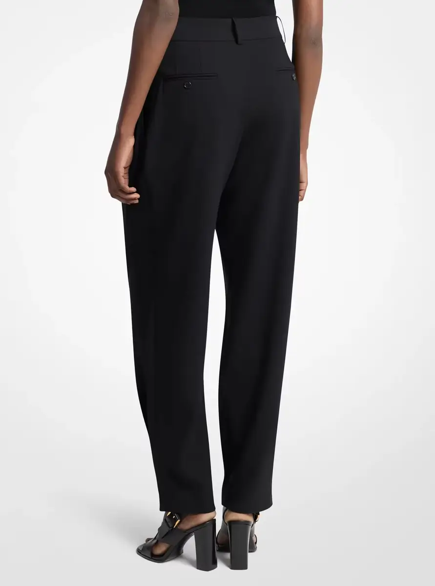 Michael Kors Collection Pleated Tissue Wool Crepe Barrel Trousers in Black | Thumbnail 6 Michael Kors Collection Pleated Tissue Wool Crepe Barrel Trousers in Black | Thumbnail 6