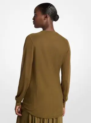 Michael Kors Collection Draped Gauze Sweater in Green | Thumbnail 3 Michael Kors Collection Draped Gauze Sweater in Green | Thumbnail 3