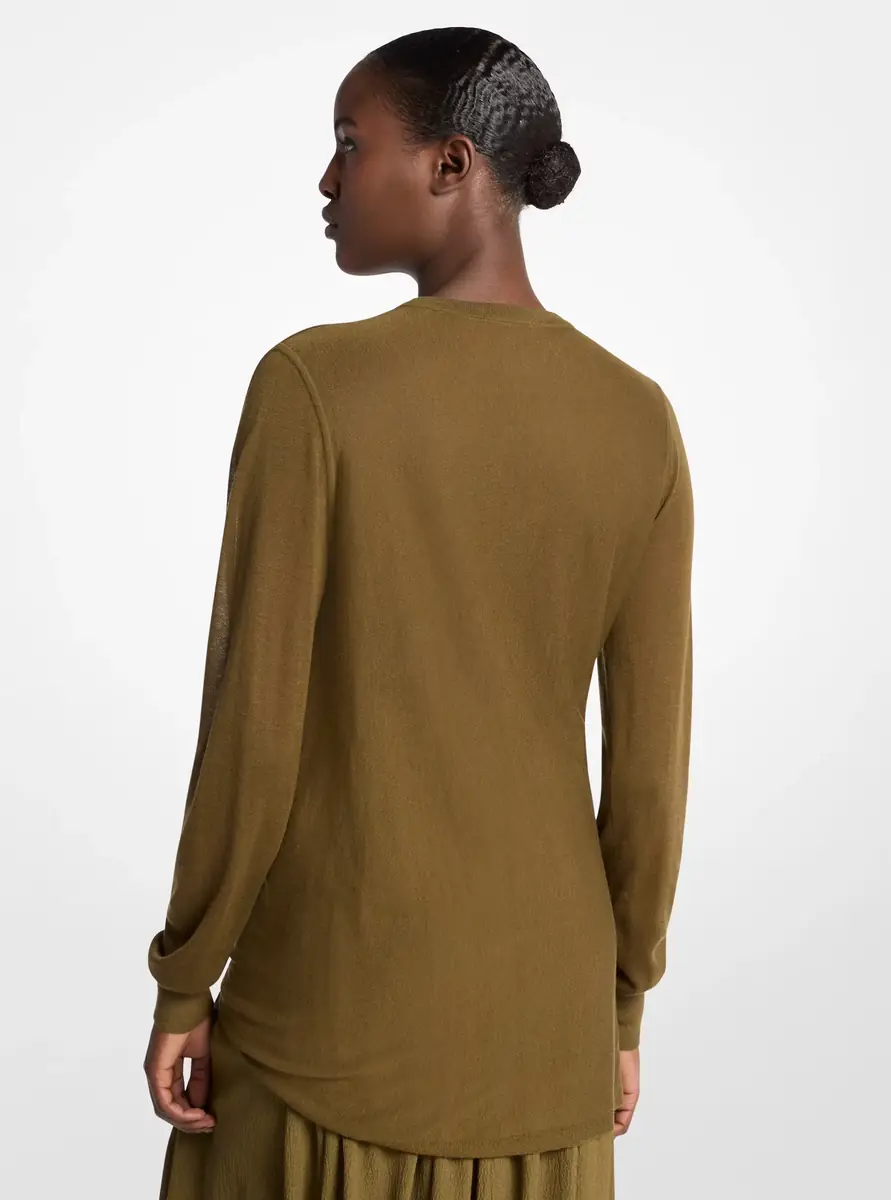 Michael Kors Collection Draped Gauze Sweater in Green | Thumbnail 6 Michael Kors Collection Draped Gauze Sweater in Green | Thumbnail 6