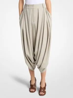Michael Kors Collection Draped Tissue Wool Culottes in Black | Thumbnail 2