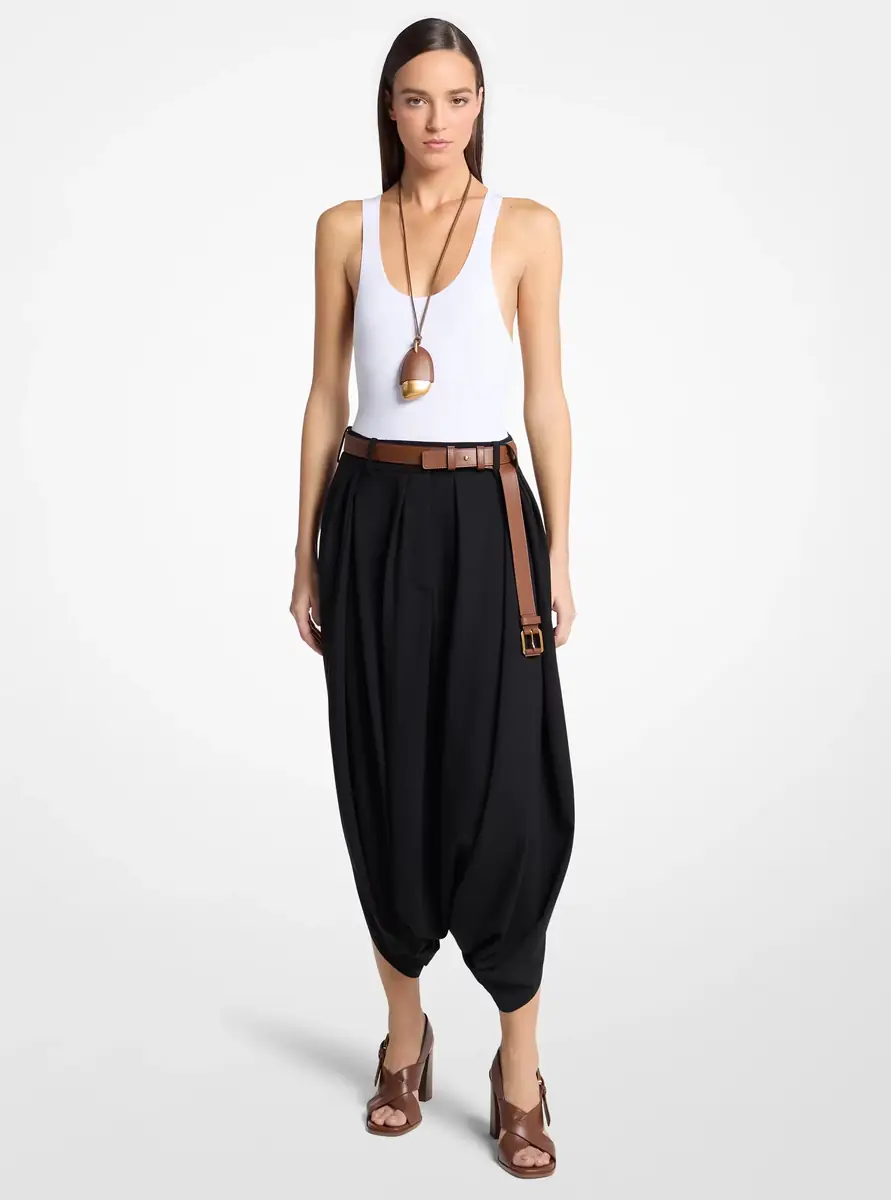 Michael Kors Collection Draped Tissue Wool Culottes in Black | Thumbnail 11