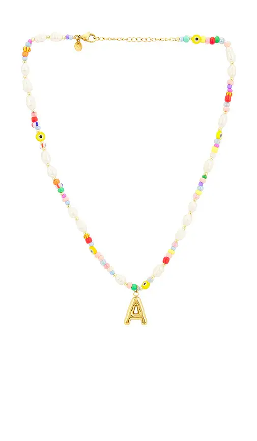 petit moments Beaded Pearl Bubble Initial Necklace
