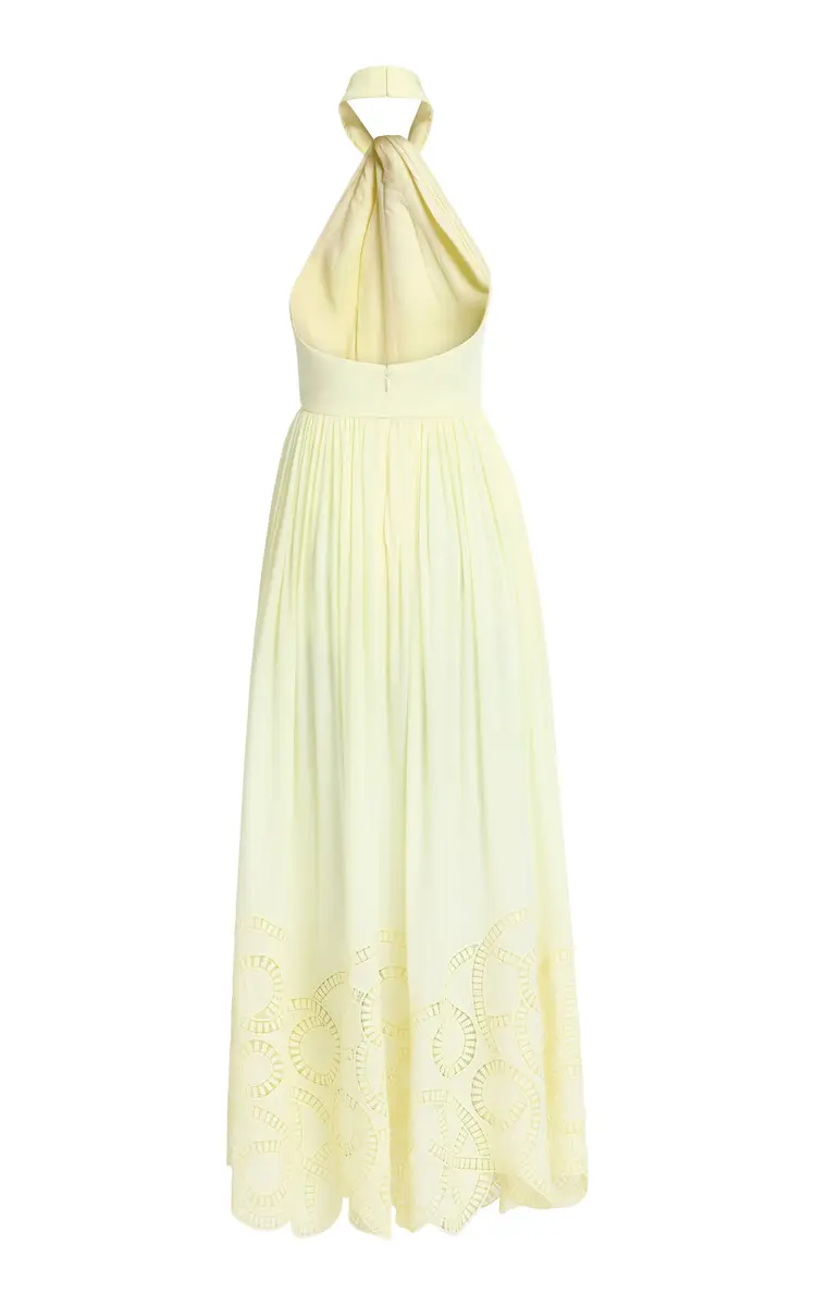 Elie Saab Macrame Embroidered Double Georgette Midi Dress | Thumbnail 3