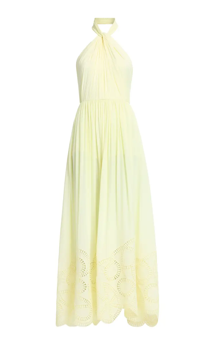 Elie Saab Macrame Embroidered Double Georgette Midi Dress | Thumbnail 4