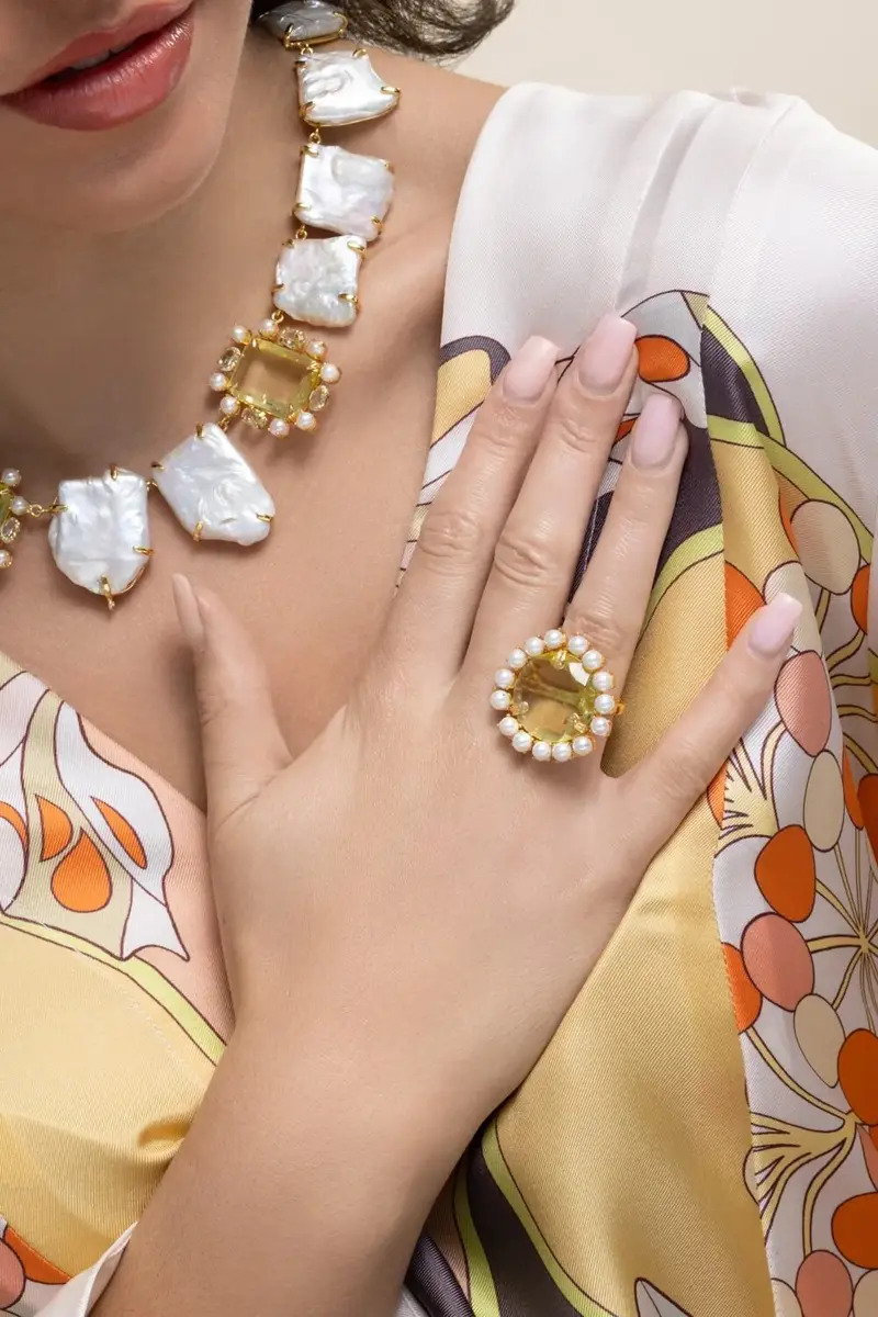 BOUNKIT JEWELRY Lemon Quartz Pearl Aurea Ring | Thumbnail 4 BOUNKIT JEWELRY Lemon Quartz Pearl Aurea Ring | Thumbnail 4