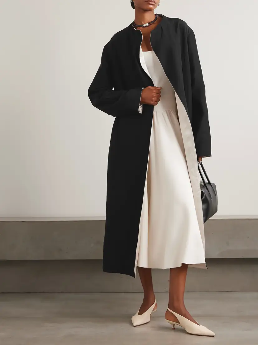 Maria McManus Reversible Twill And Hammered-satin Coat - Black | Thumbnail 2