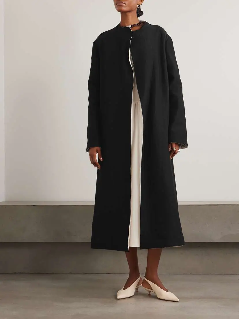 Maria McManus Reversible Twill And Hammered-satin Coat - Black | Thumbnail 3