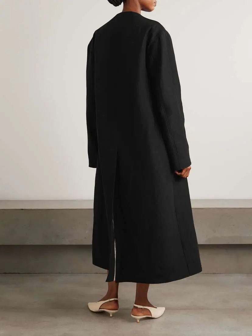 Maria McManus Reversible Twill And Hammered-satin Coat - Black | Thumbnail 4
