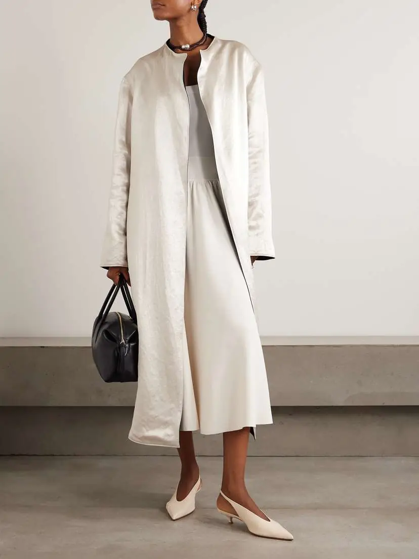 Maria McManus Reversible Twill And Hammered-satin Coat - Black | Thumbnail 6
