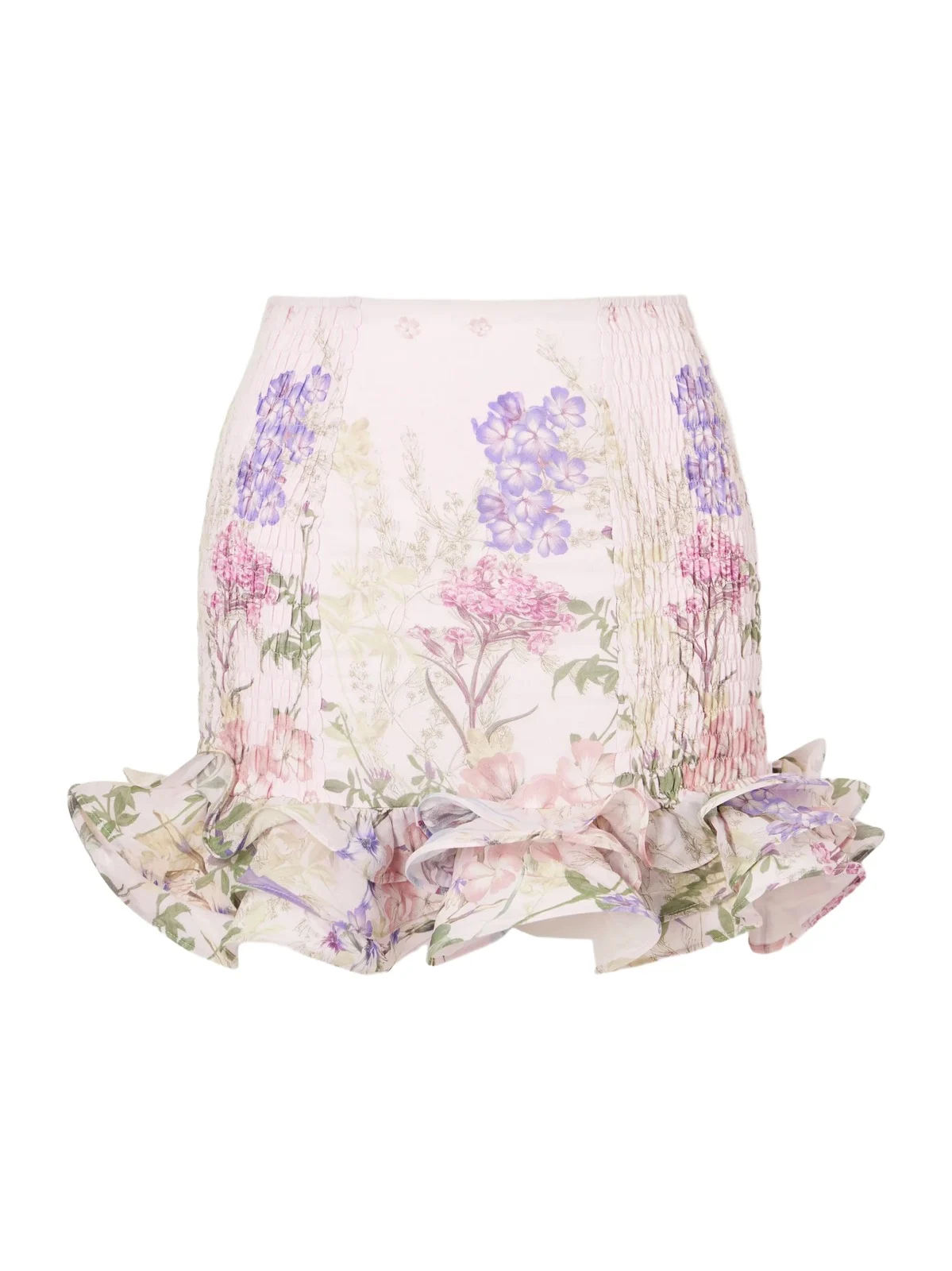 Charo Ruiz Floral Ruffled Cotton-blend Mini Skirt