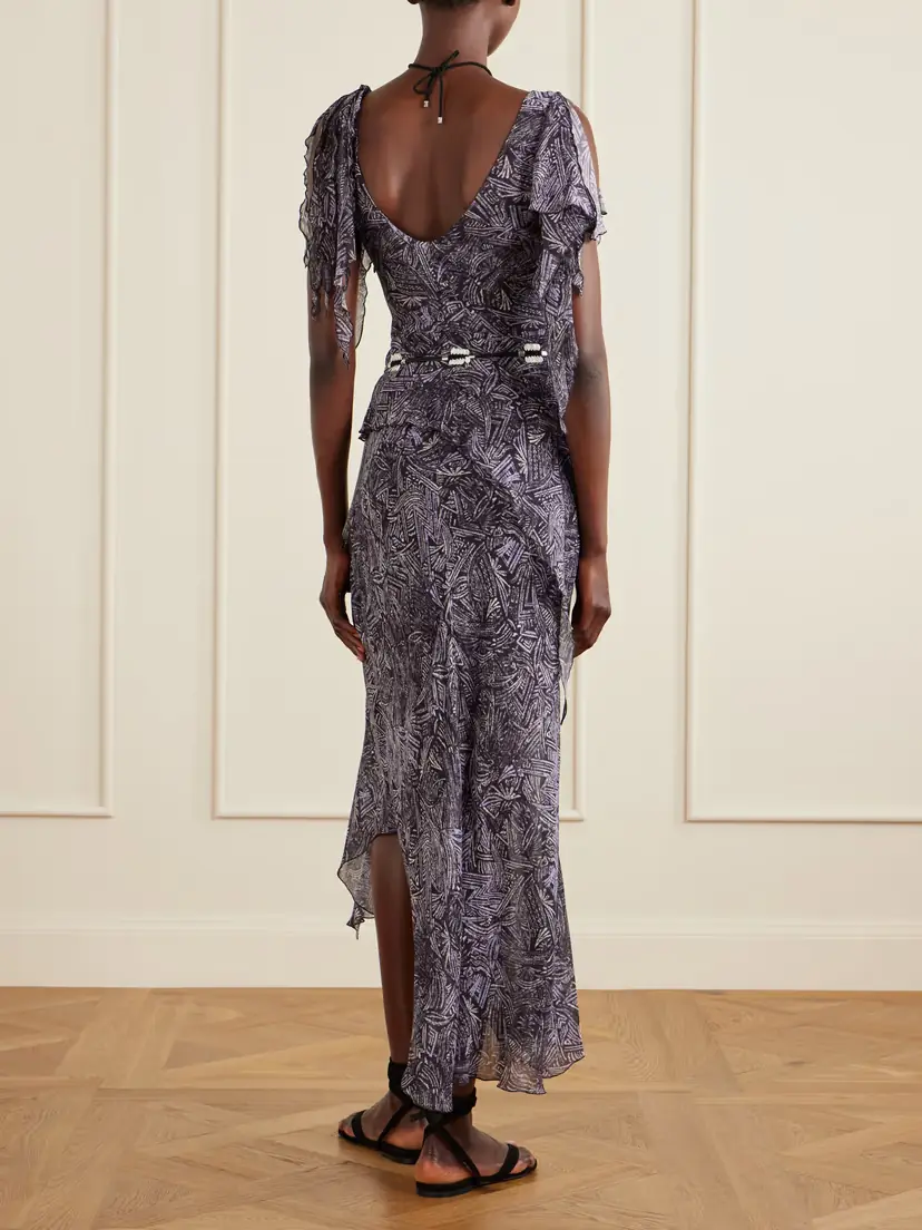 Isabel Marant Tylena Ruffled Printed Silk Georgette Midi Dress | Thumbnail 3 Isabel Marant Tylena Ruffled Printed Silk Georgette Midi Dress | Thumbnail 3