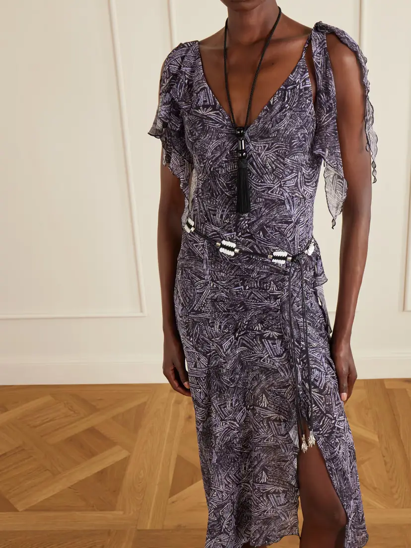 Isabel Marant Tylena Ruffled Printed Silk Georgette Midi Dress | Thumbnail 5 Isabel Marant Tylena Ruffled Printed Silk Georgette Midi Dress | Thumbnail 5