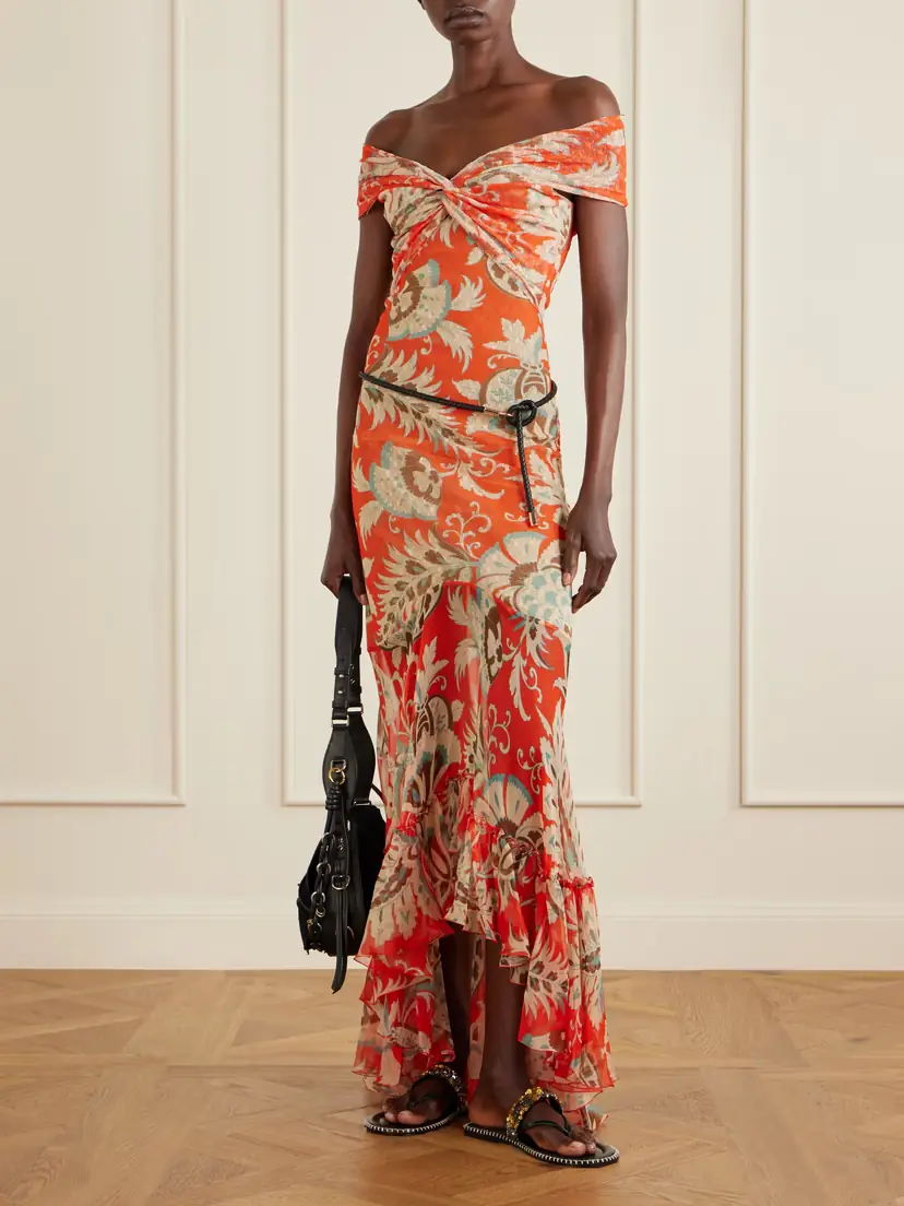 Etro Printed Ruffled Midi Dress | Thumbnail 2 Etro Printed Ruffled Midi Dress | Thumbnail 2