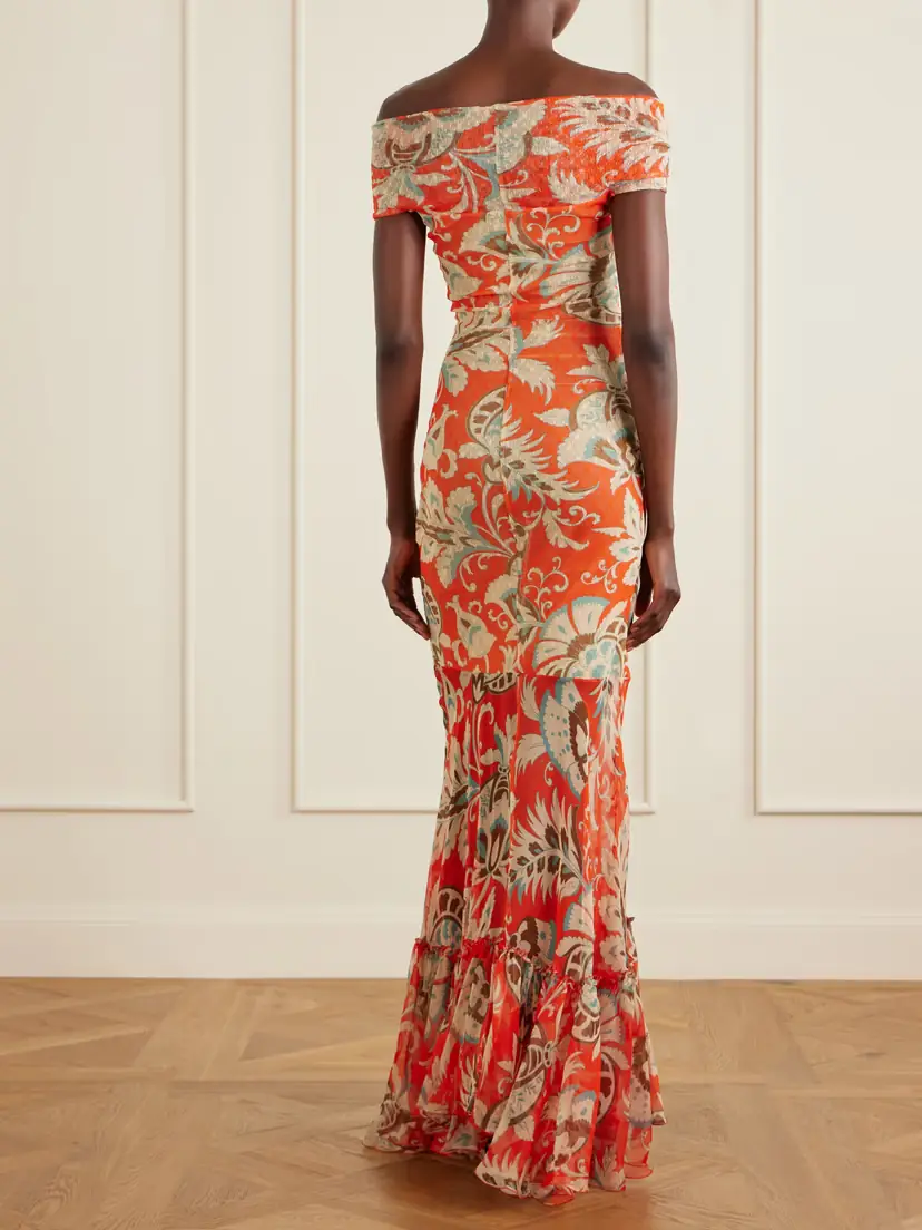 Etro Printed Ruffled Midi Dress | Thumbnail 3 Etro Printed Ruffled Midi Dress | Thumbnail 3